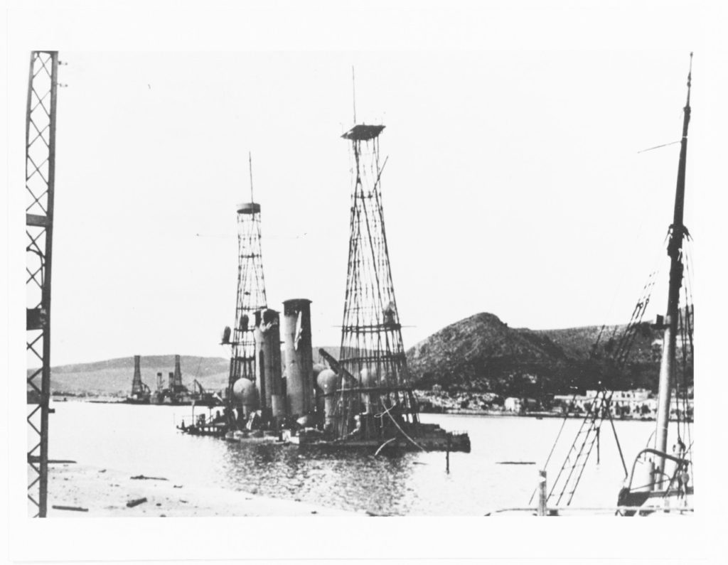 Kilkis and Lemnos Sunk in the basin of the Greek naval base at Salamis after they were hit by German air attacks on 23 April 1941