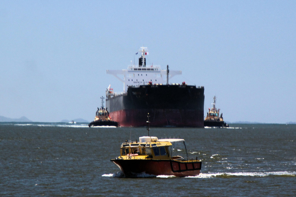 Tairyu Entering Newcastle Harbour with Harbour Taxi in the Foreground