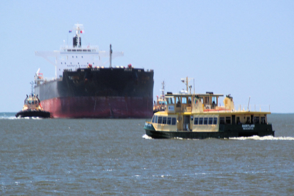 Tairyu Entering Newcastle Harbour 11 November 2020 with the Stockland Ferry in the Foreground