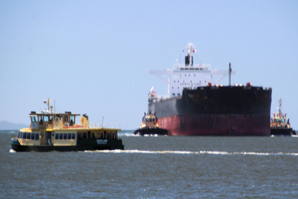 Tairyu Entering Newcastle Harbour 11 November 2020 with the Stockland Ferry in the Foreground