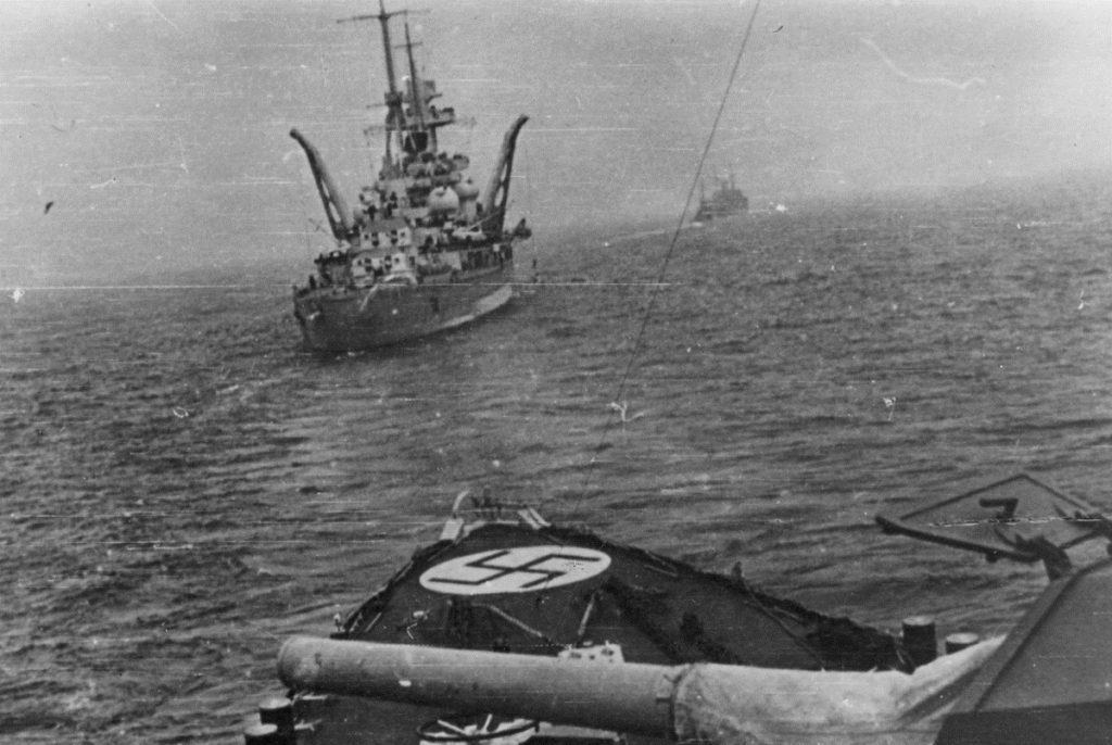 German heavy cruiser Admiral Hipper off the coast of Norway June 1940.