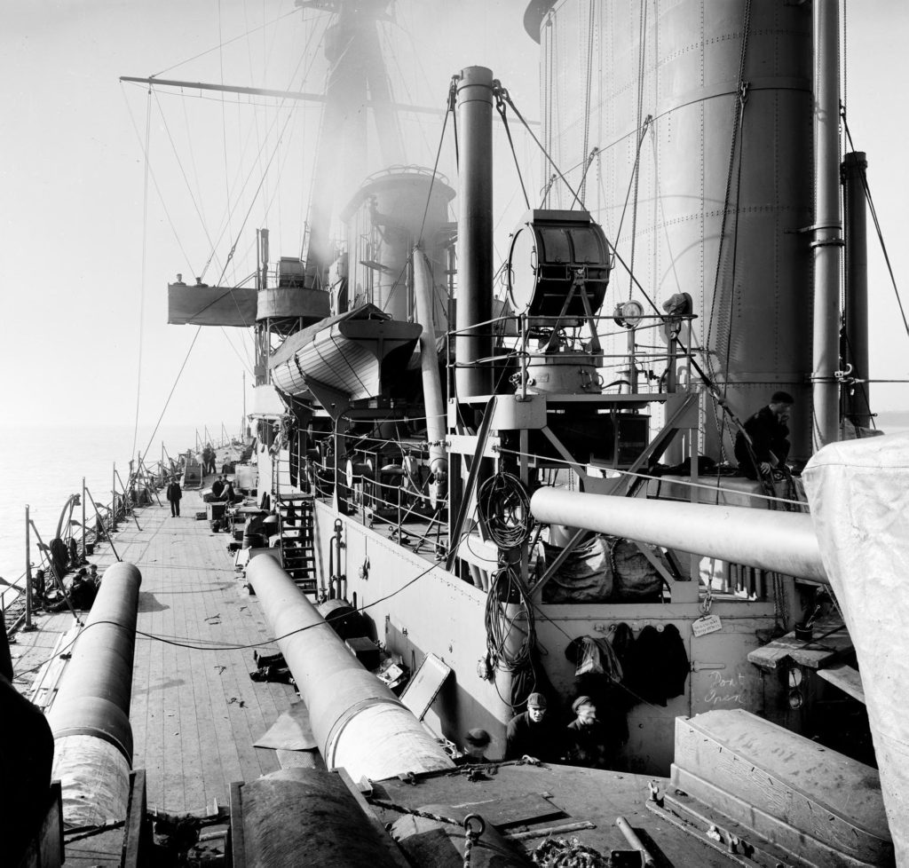 View forward from Port 12in Turret – HMS Inflexible 1907