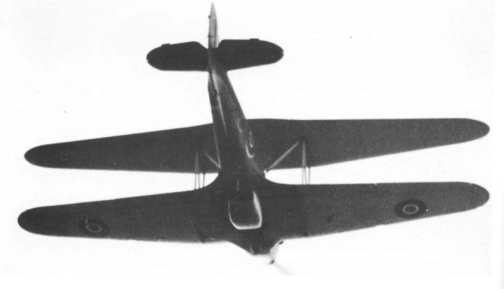 View of the Hillson FH.40 From Underneath While in Flight From the Rear