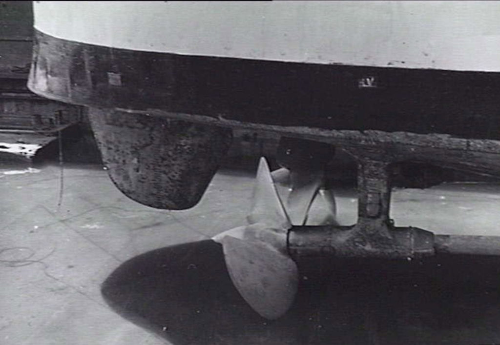 HMAS Vampire's Propellers and Rudder While in Drydock 1940