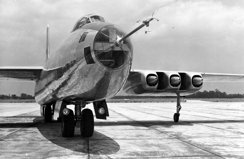 Martin XB-48 forward fuselage detail. Note the flight test probe