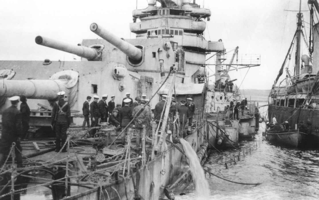 Baden scuttled beached in Scapa Flow, 1919