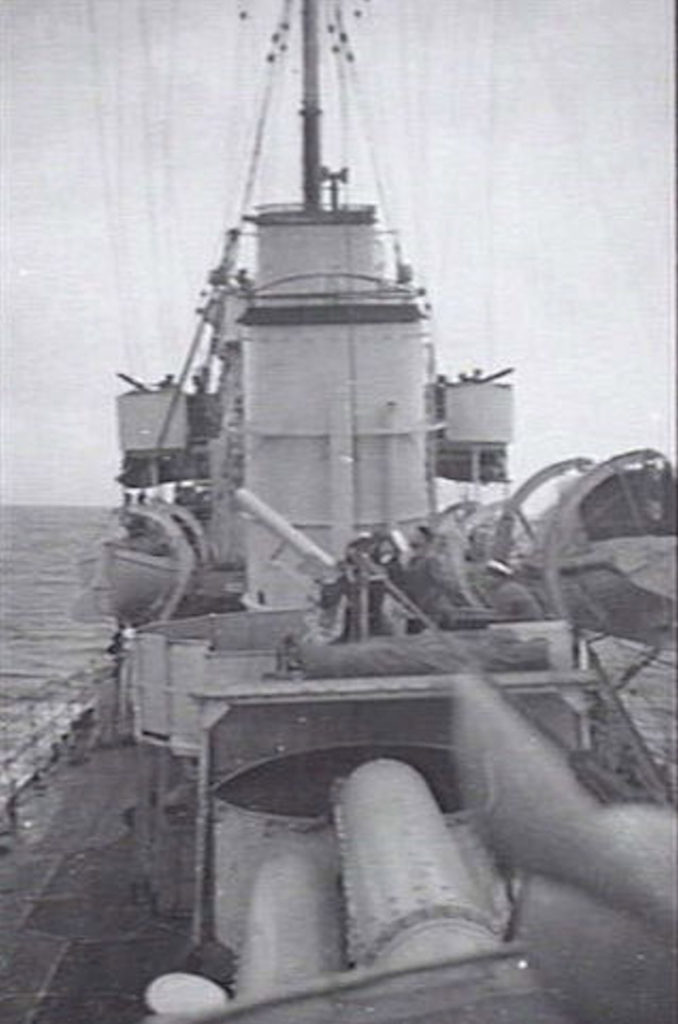 View Looking Forward From the Searchlight Platform Showing Torpedo Tubes and 2 Pounder Anti-Aircraft Gun. HMAS Vampire 1940