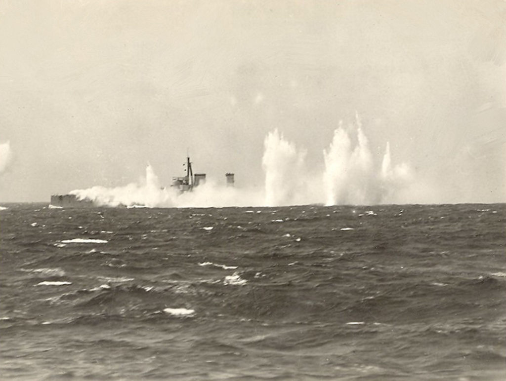 Centurion as a Target for HMS Shropshire 1938