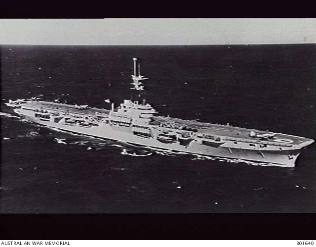 HMAS Vengeance in 1953 with Fairey Firefly Aircraft on the Deck