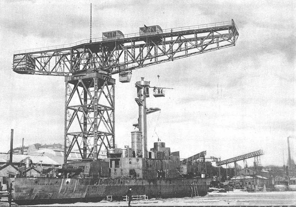 Finnish Coastal Defense Ship Väinämöinen Under Construction Turku 1920