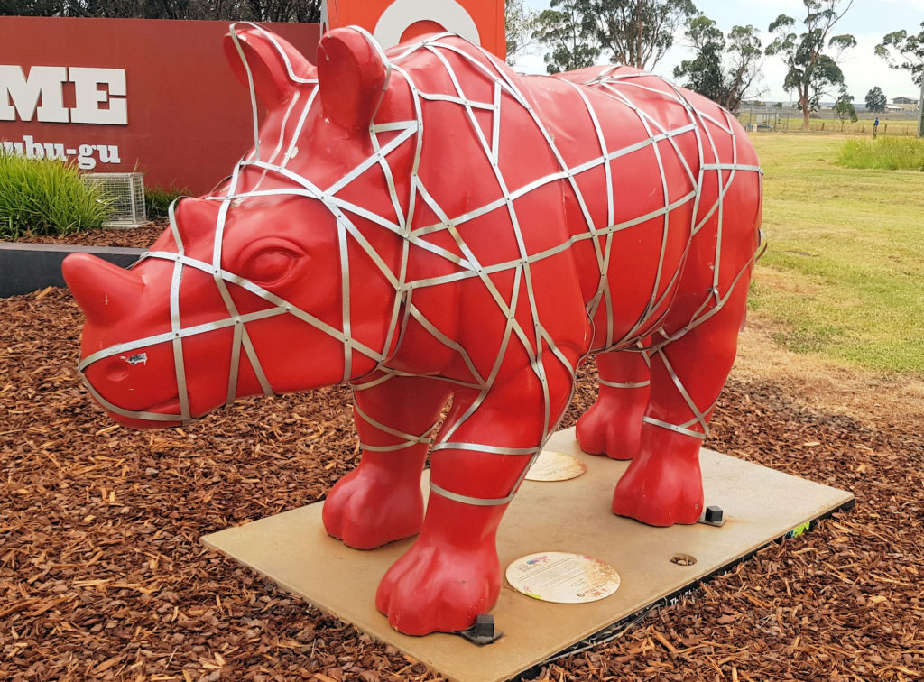 Rhino Statue at the Entrance to the Airport