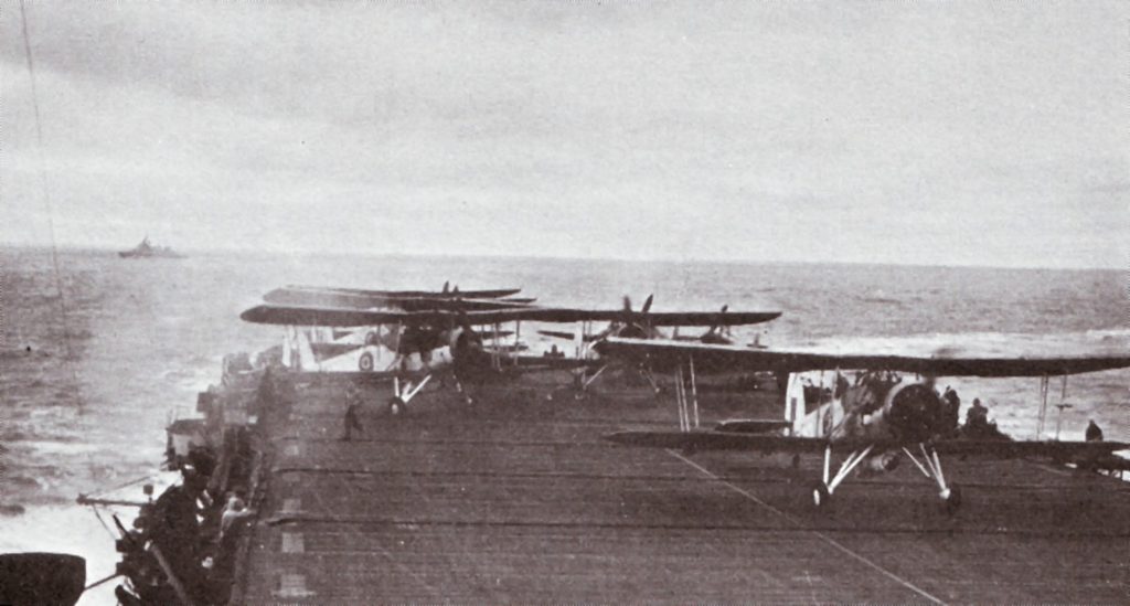 Fairey Swordfish of No. 824 Squadron HMS Striker preparing for an anti-submarine patrol