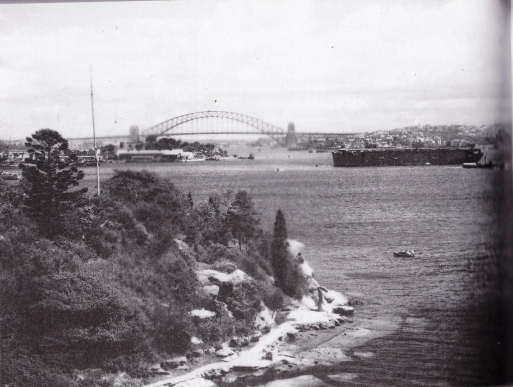 HMS Striker moored in Sydney Harbour in February 1945