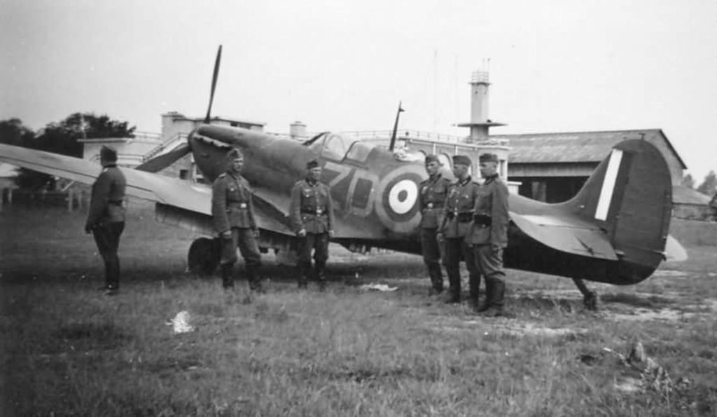 A Luftwaffe captured Supermarine Spitfire-MkI of RAF 222 Sqn in France 1940