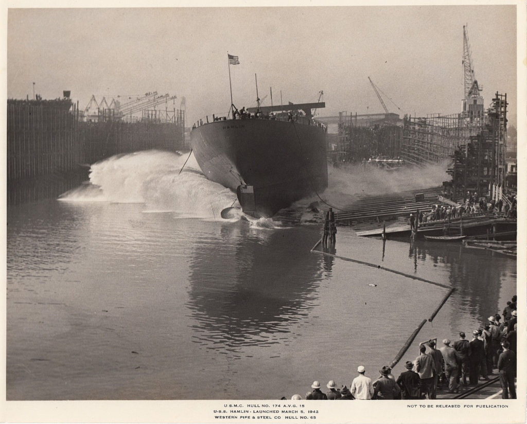 U.S.S. Hamlin - Launched March 5, 1942 Soon to be Renamed HMS Stalker