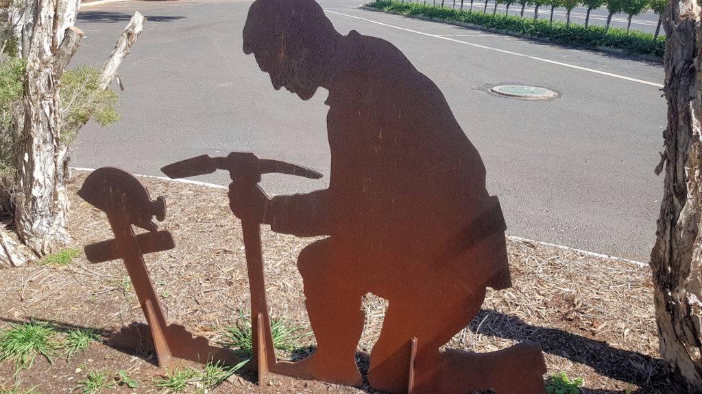 Miner Silhouette Outside the Tourist Information Centre