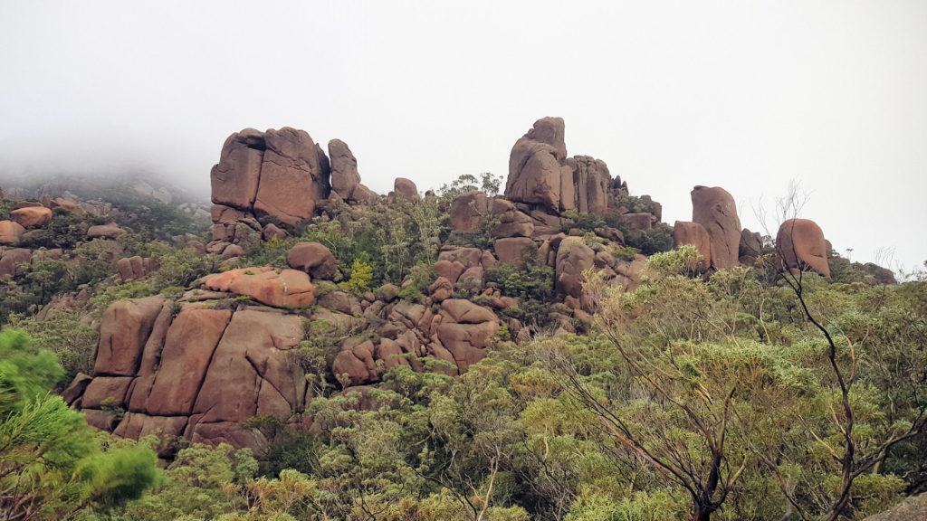 Cloud Covered Rocks From the Viewing Point