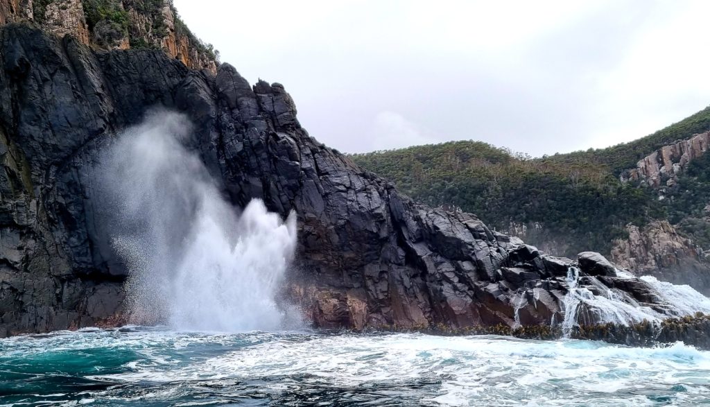 Blow Hole on a Cliff Face Bruny Island Wilderness Cruise