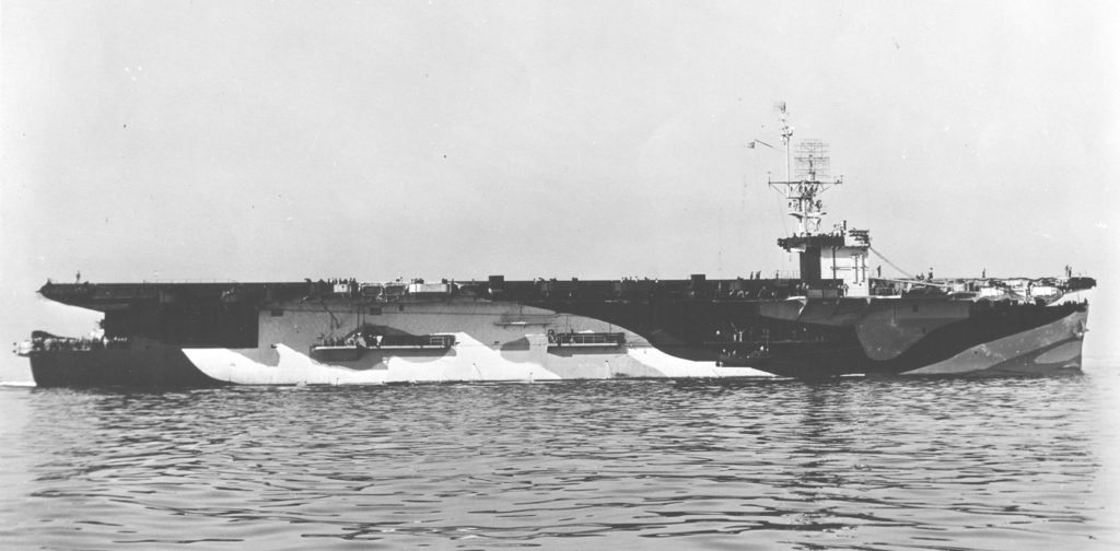 USS Bismarck Sea CVE-95 Puget Sound just after commissioning on 20 May 1944. She is wearing camouflage Measure 32, Design 16A