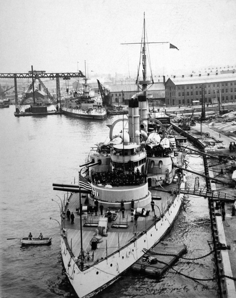 USS Massachusetts (BB-2) at the New York Navy Yard, 1904