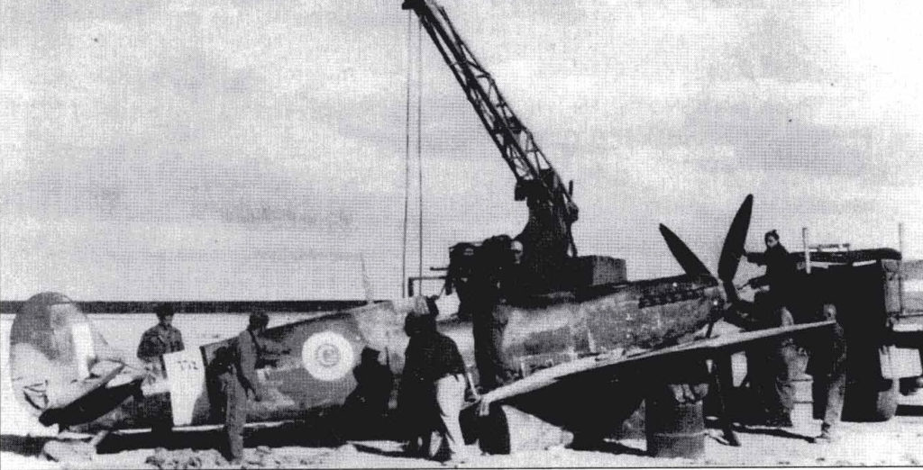 Shot Down REAF Supermarine Spitfire Mk.IX Being Recovered by Israel