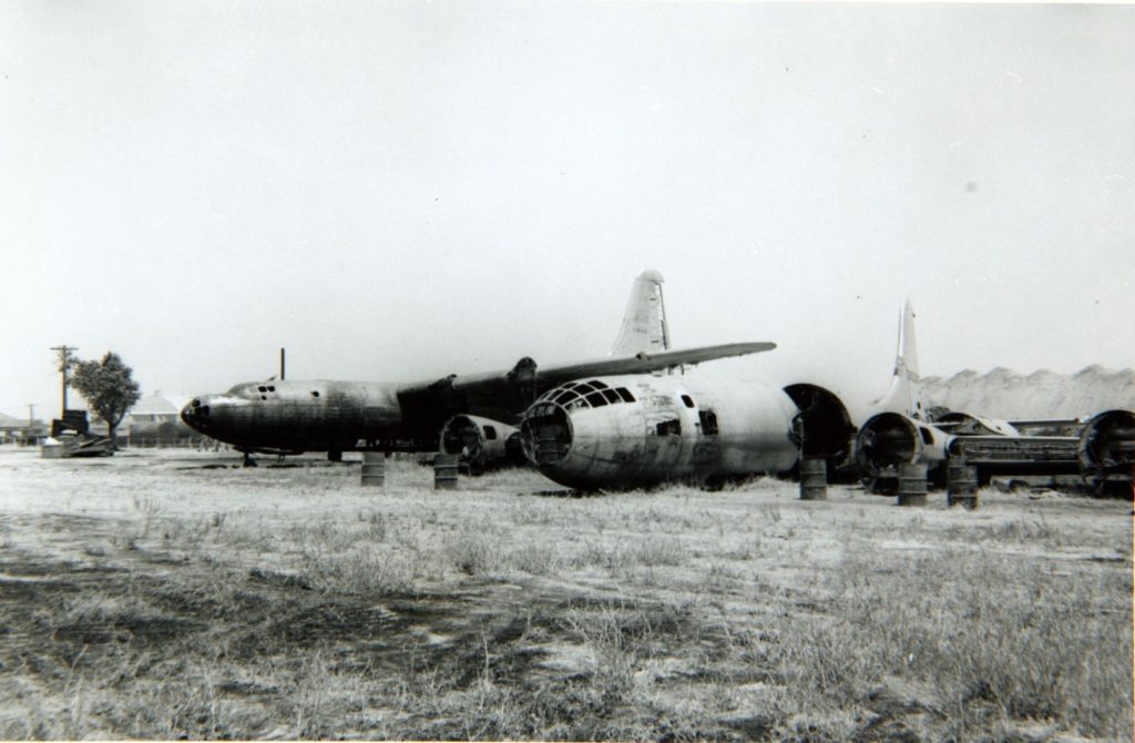 A dismantled Boeing B-29 and Consolidated B-32