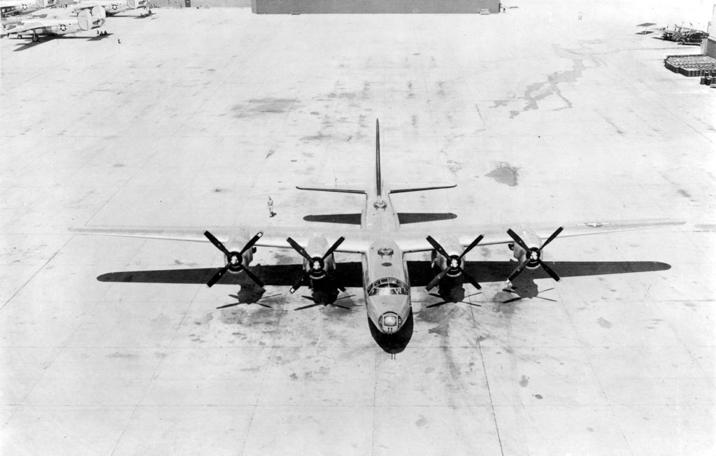 Top front view of Consolidated B-32-1-CF (S/N 42-108471)