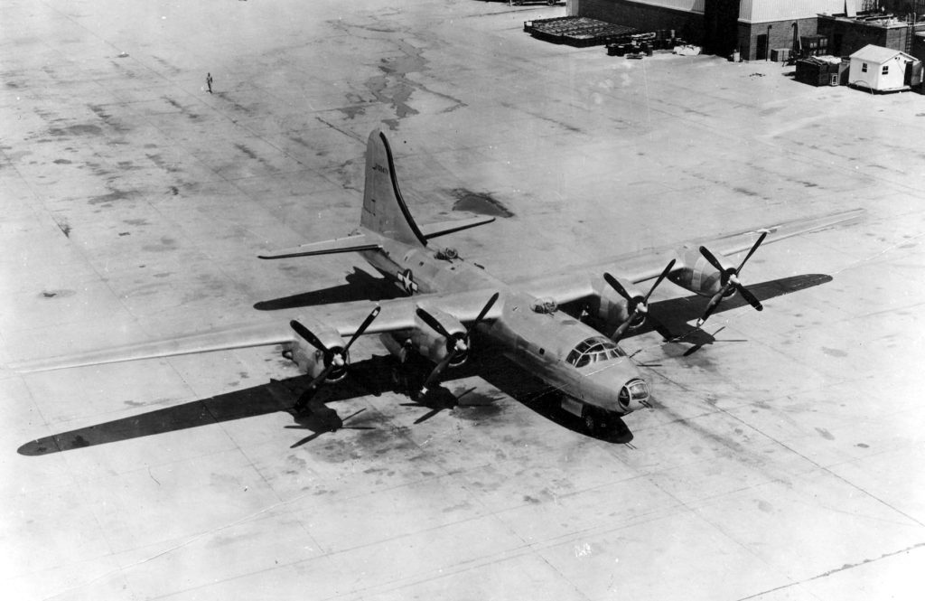 Consolidated B-32-1-CF (S/N 42-108471), the first aircraft built. Note the original B-29 style vertical stabilizer