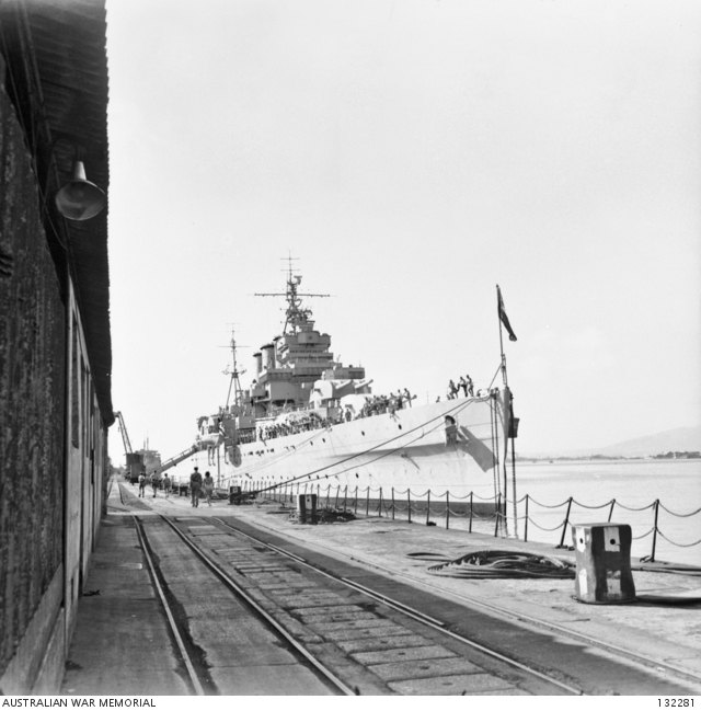 HMAS Shropshire in Gibraltar 1946