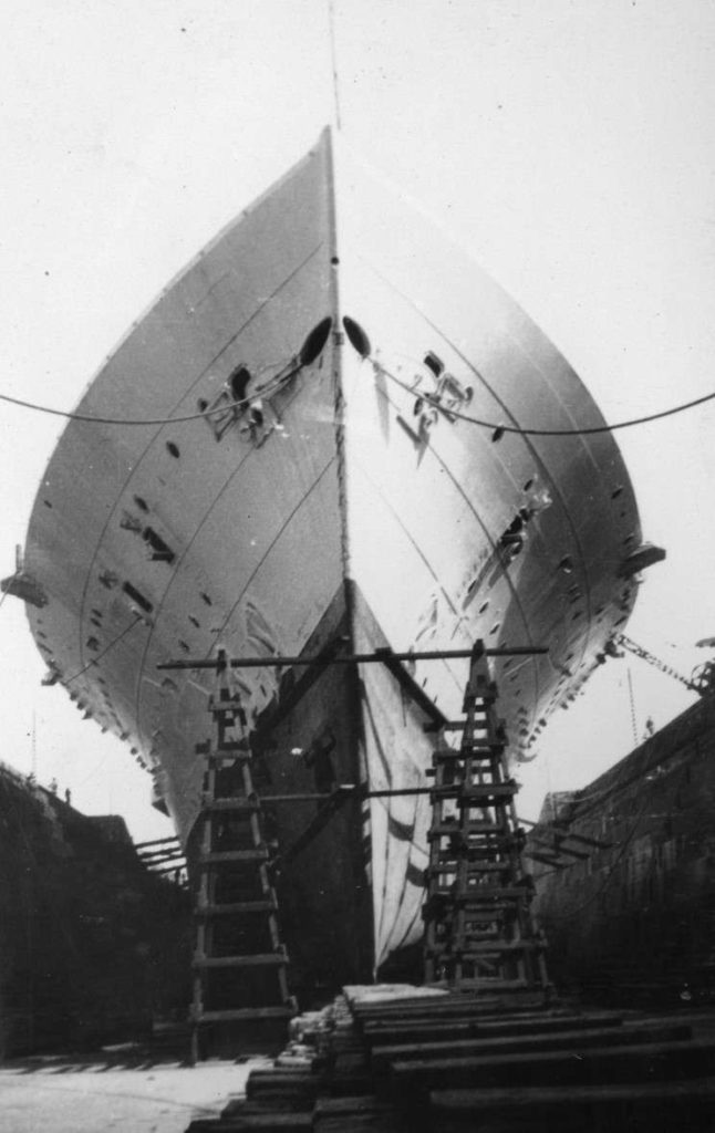 HMS Hermes in drydock in Hong Kong