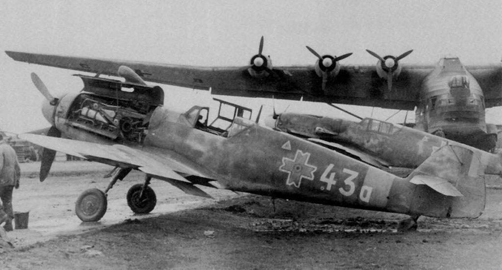 Messerschmitt Bf 109G6 of the 7th Fighter Group White 43 With a Me 323