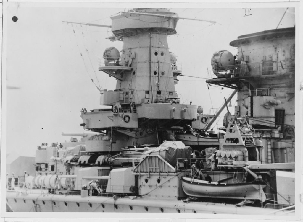 Midship Section Looking Forward Showing Conning Tower, Funnel and Secondary Armament