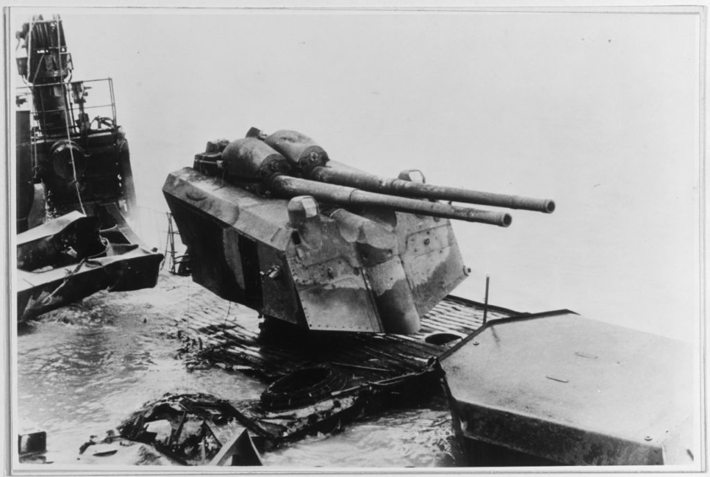 Admiral Graf Spee's Number Two 10.5cm/65 twin anti-aircraft gun