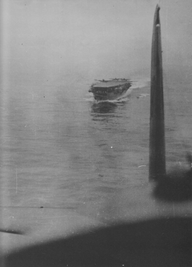 Ryūhō as seen from the gunners seat of a Nakajima B5N2 Kate during Operation Ke. February 2nd, 1943