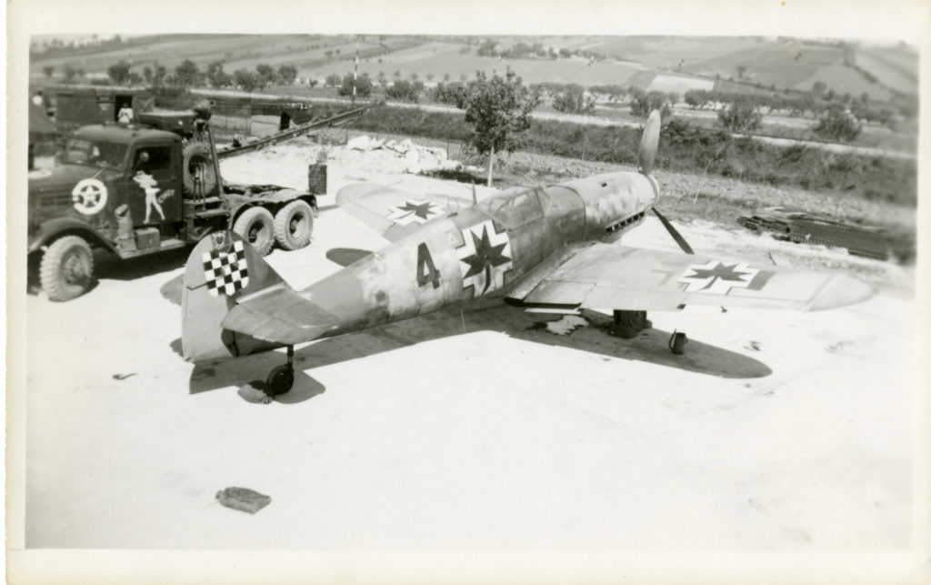 Messerschmitt Bf 109G-14/AS Black 4 after landing at Falconara airport April 1945