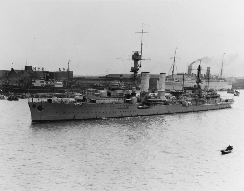 1931, from USS Houston (CA-30), as Emden steams down the Whangpoo River, leaving Shanghai, China