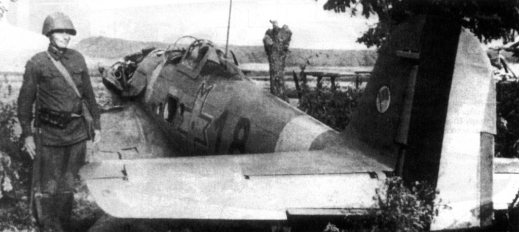 Shot down Heinkel He 112 of the Romanian Air Force