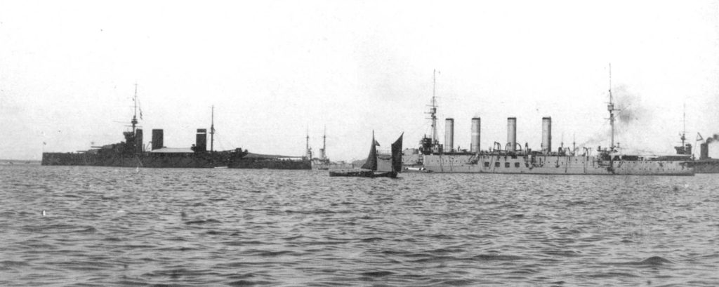 HMS Princess Royal & Andrey Pervozvannyy & Admiral Makarov & Queen Mary 1914 Kronstadt