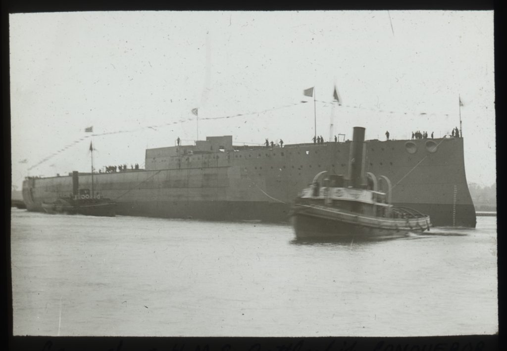 HMS Conqueror just after launching