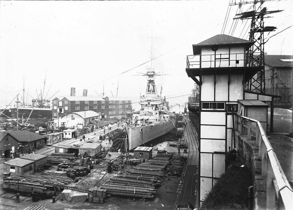 HMS New Zealand in dry dock Australia June 1919