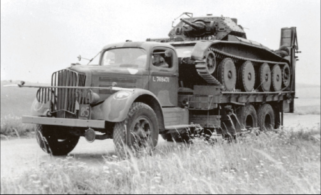 Cruiser Mk V Covenanter being transported by truck