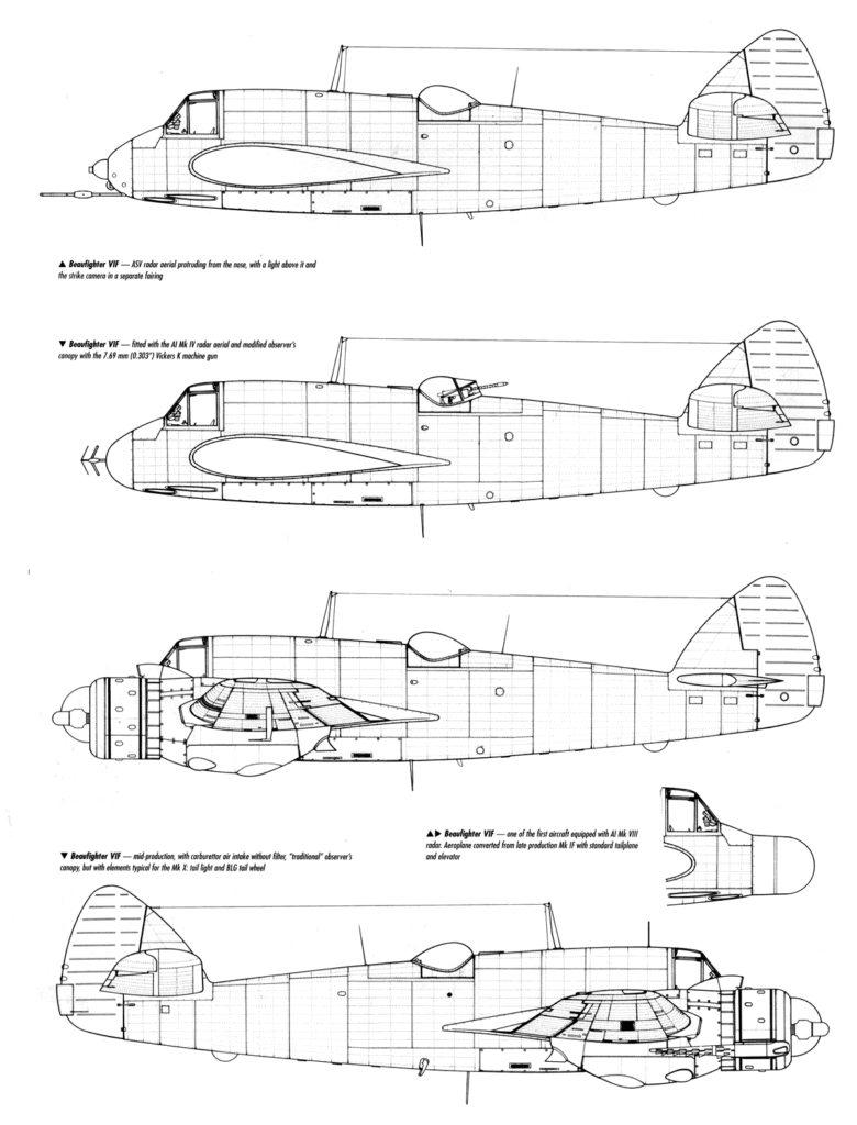 Bristol Beaufighter Mk VIF Line Drawing