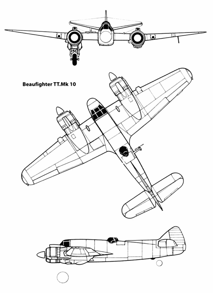 Bristol Beaufighter TT Mk 10 Line Drawing