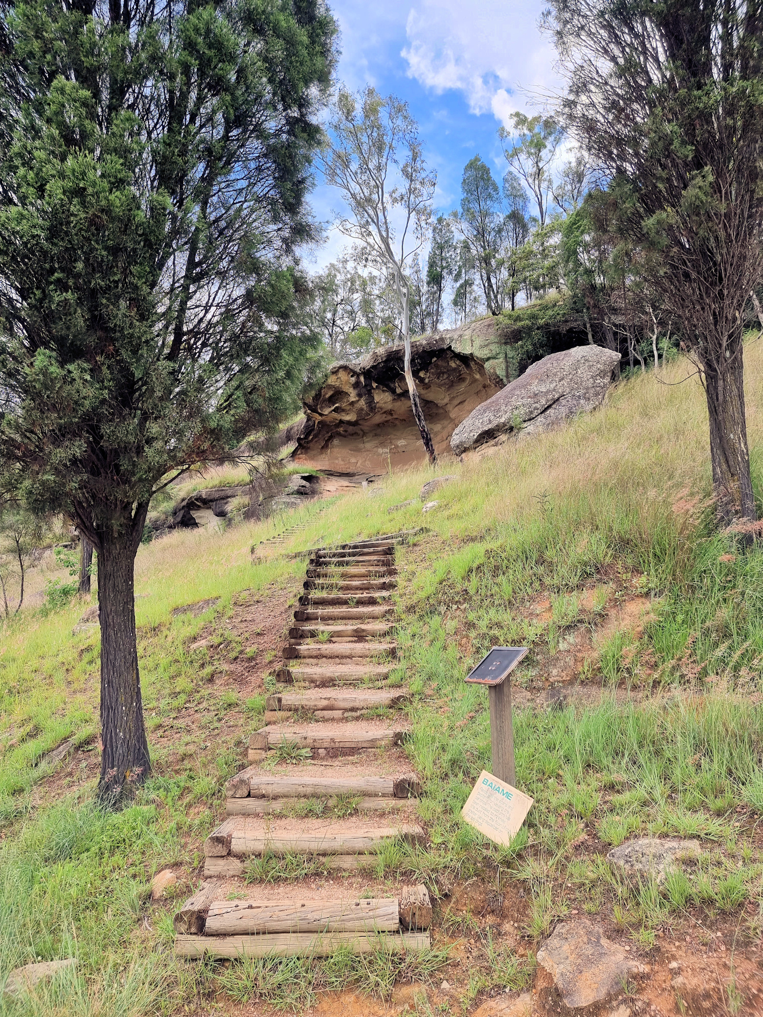 Steps up to the cave