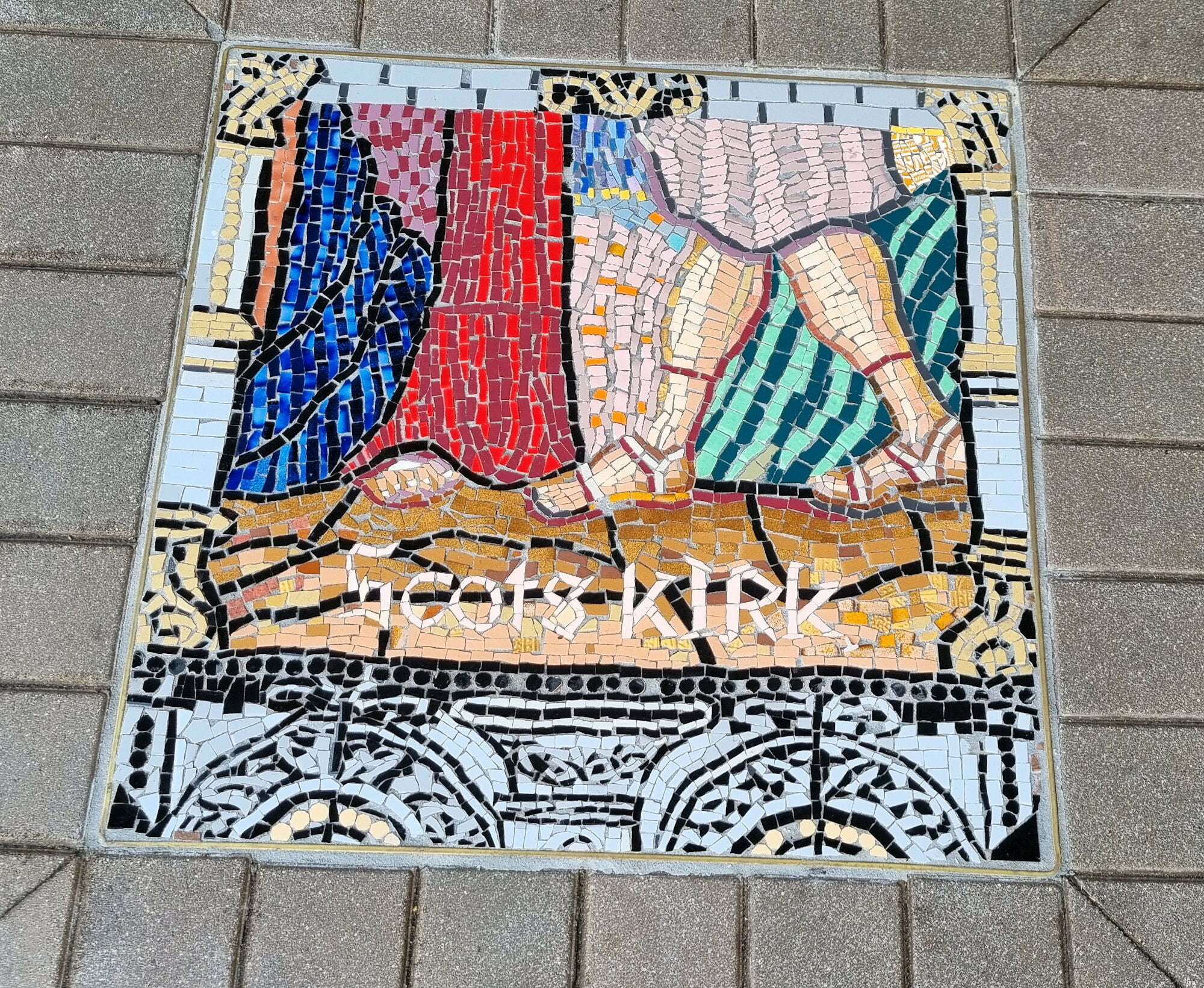 Mosaic outside Scots Kirk