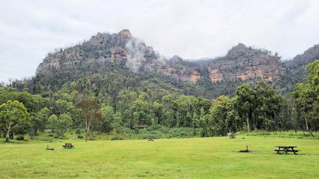 Camping ground surrounded by bush and mountains Newness Industrial Ruins Map