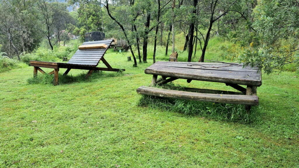 Table and seat near the Wolgan River