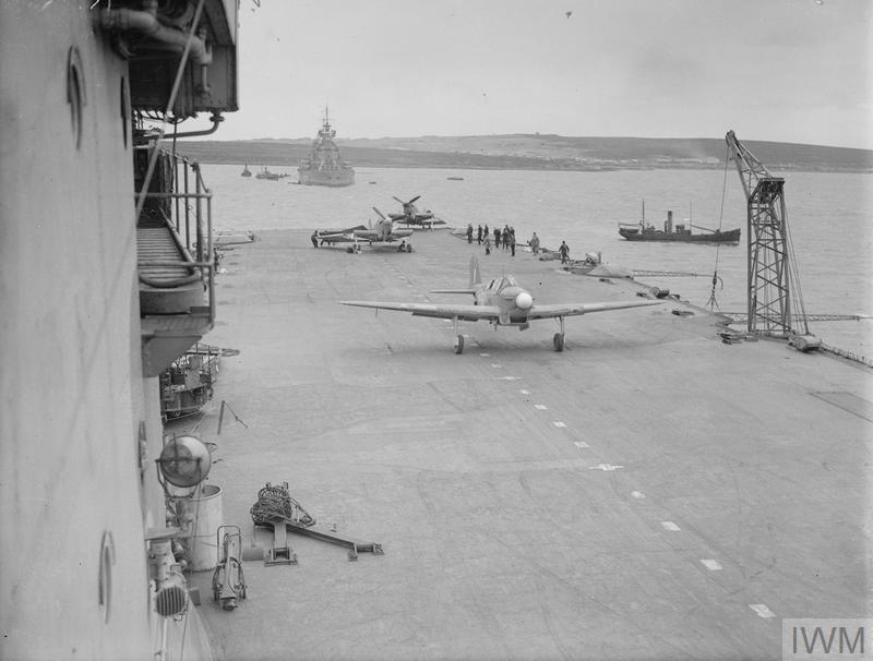 A Fairey Fulmar taking off from HMS Victorious