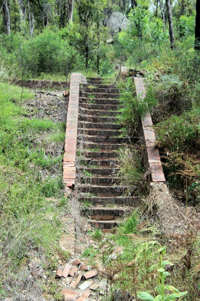 Old brick steps in the industrial area