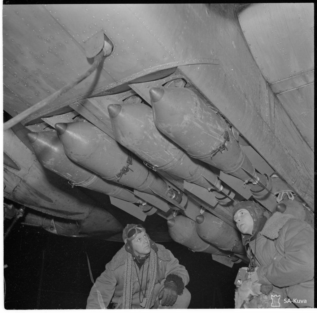 Finnish Bristol Blenheim I of LeLv42 bomb bay at Joensuu Onttola 22 Nov 1942